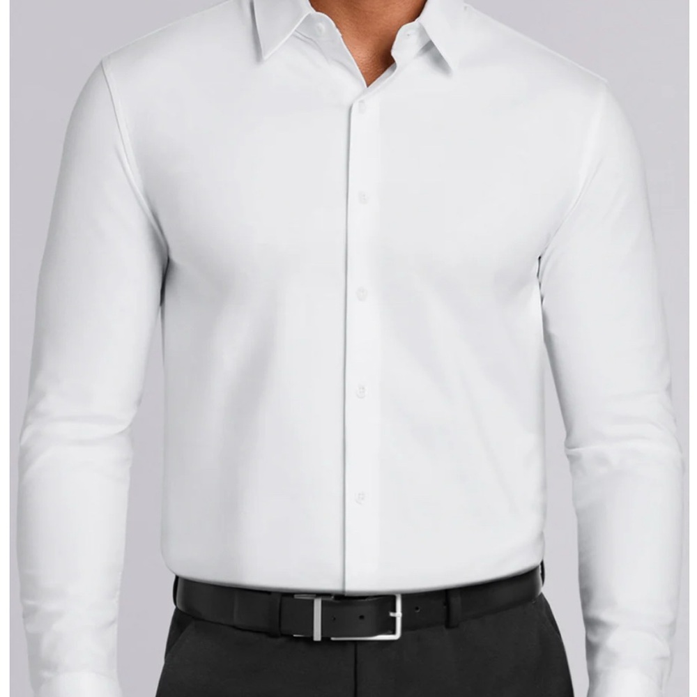 Buttercloth White size L, slim fit Dress Shirt with Classic Collar